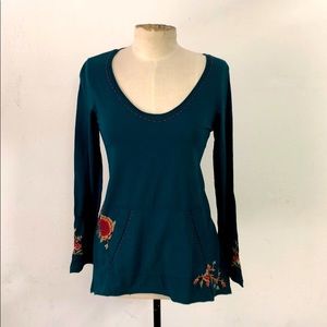 Johnny Was Long Sleeve Embroidered Top